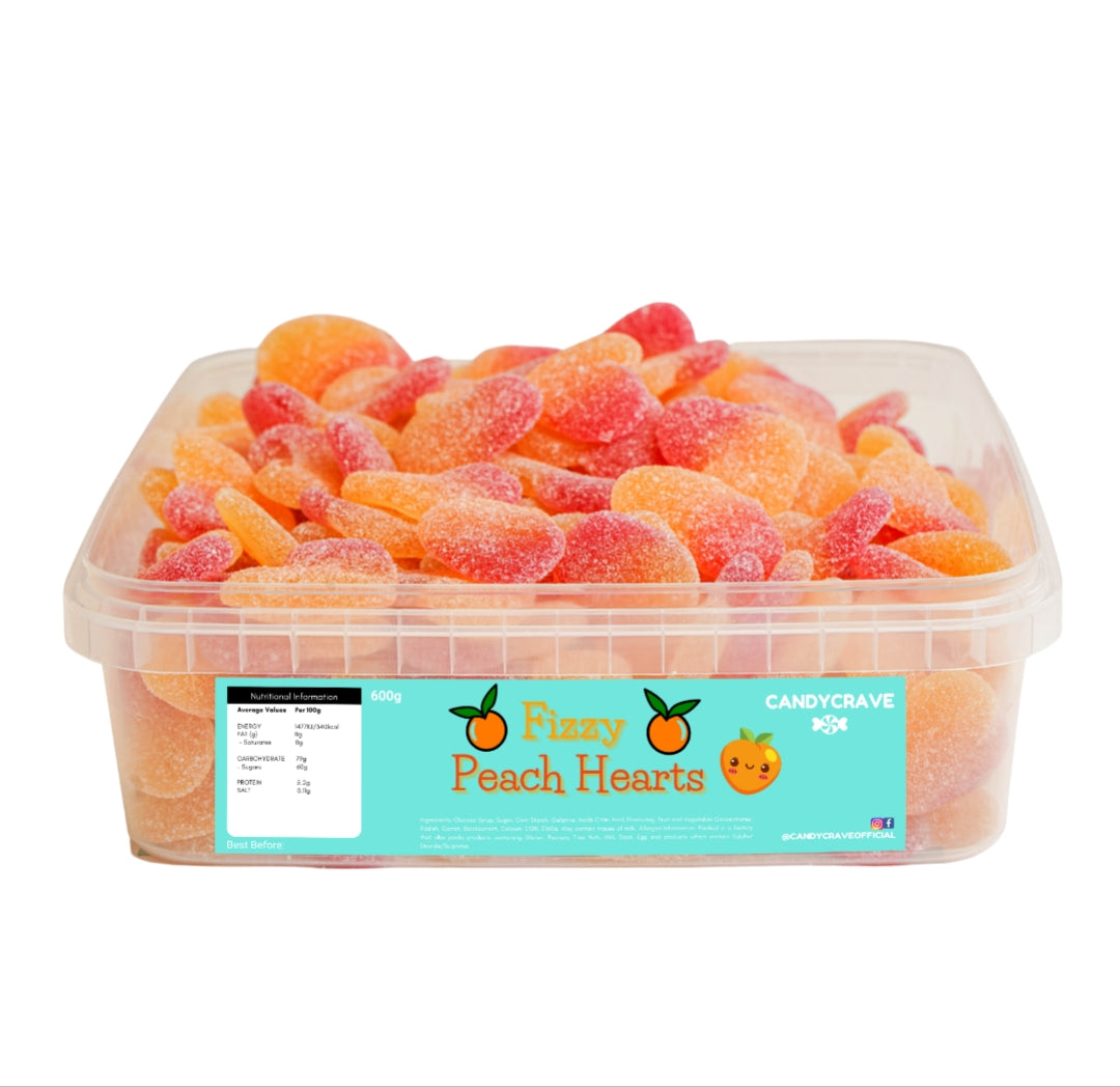 Candycrave Fizzy Peach Hearts - 600g Tub